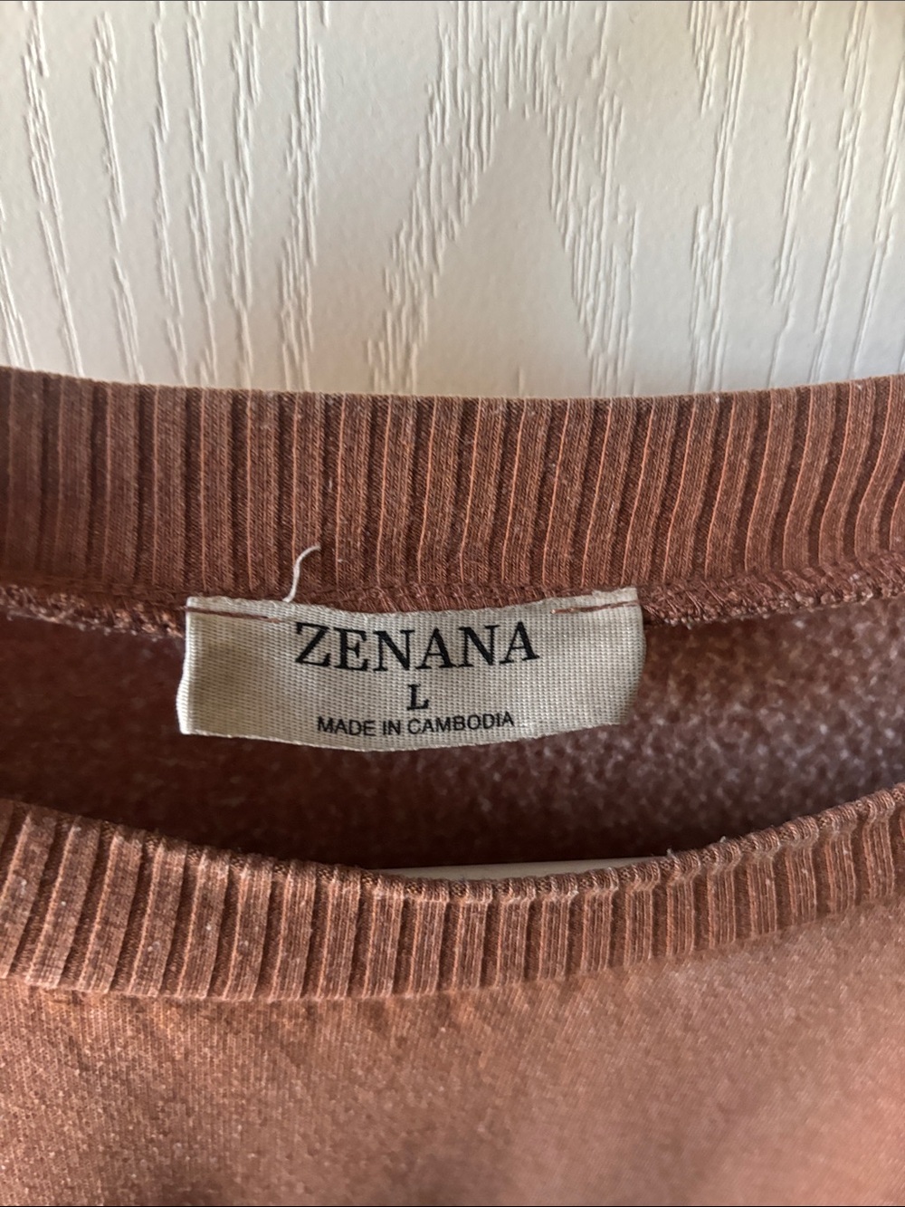 Zenana Outfitters Washed Clay Crewneck Sweatshirt - Rusty Clay - Picture 2 of 7